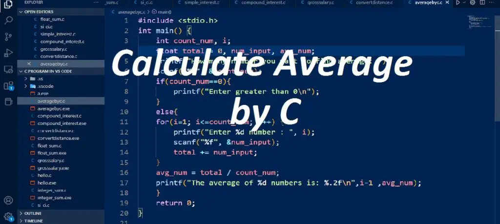 calculate average by c programing language