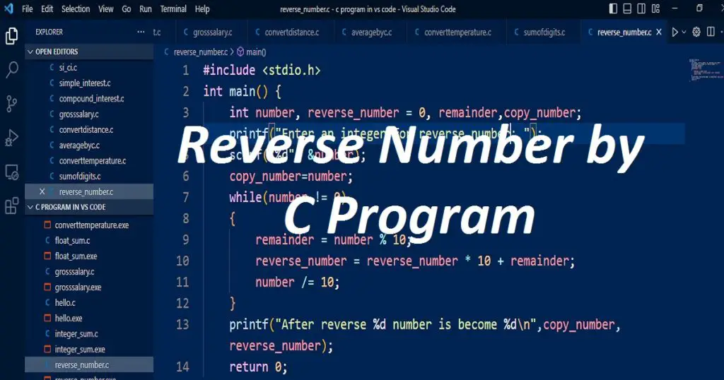 reverse number by C programing language