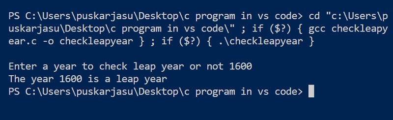 check if a year is a leap year or not using the C programming language