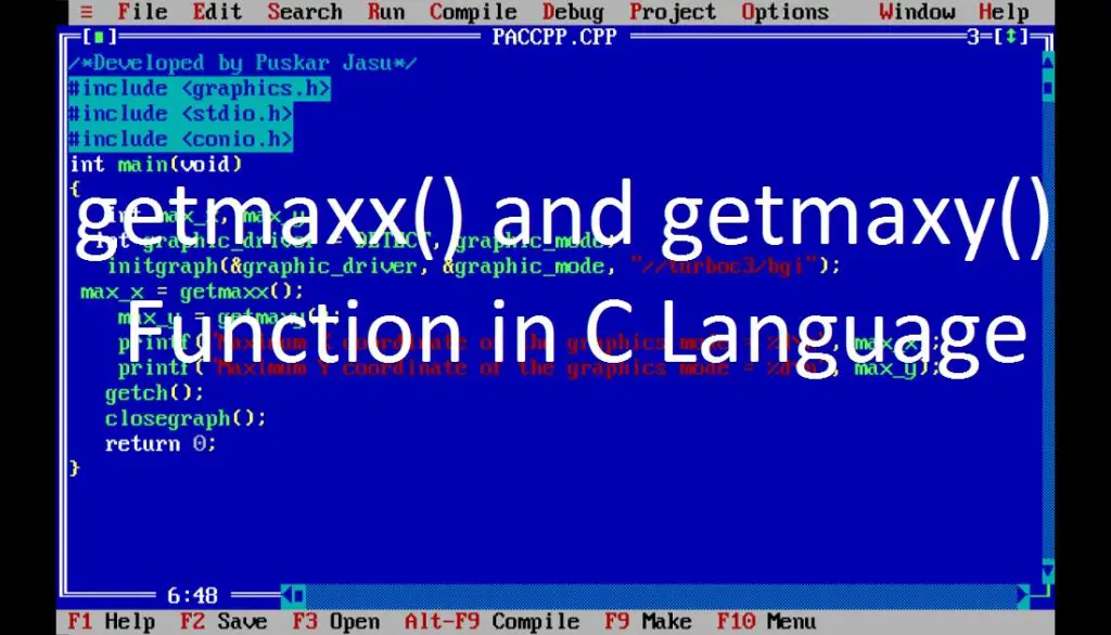 getmaxx() and getmaxy() Function in C or C++ Language