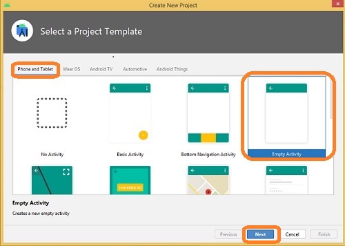 select project template