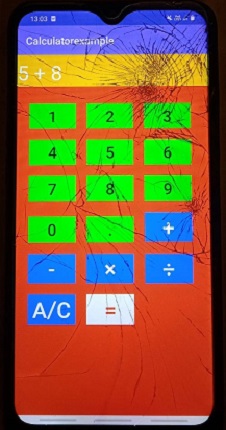 output of calculator app by android studio